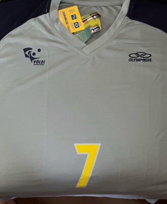 BRAZIL NATIONAL GIBA 7 VOLLEYBALL OLYMPIKUS GRAY JERSEY NEW WITH