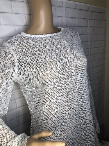 Neu ohne Etikett Damen Partykleid Gr. M weiß weiß seitlich Pailletten Midi - Bild 7 von 16