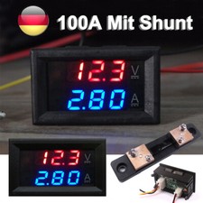 0-100V 100A Voltmeter Amperemeter LED Dual Digital Volt Amp Meter Mit Shunt DE