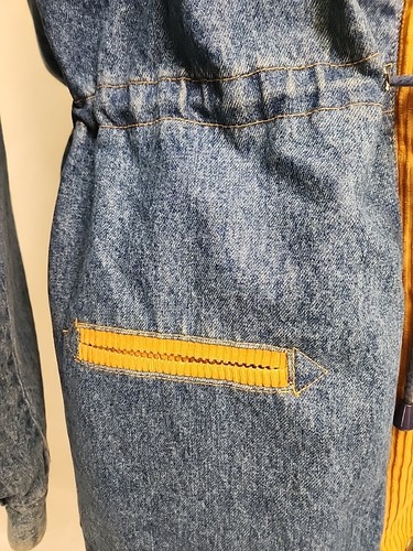 Vtg KC COLLECTIONS Denim Chore Coat Corduroy Plaid Flannel Women's L Jacket - Picture 3 of 24