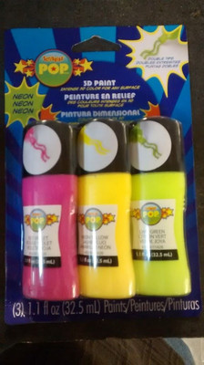 12 bottle Rouge Yellow Lime 5x3 pk 3D Paint NEON UV blacklight glow craft fabric