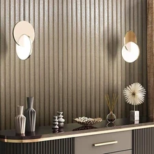 Brass Bronze metallic faux Slat wooden planks Wood Look textured wallpaper 3D