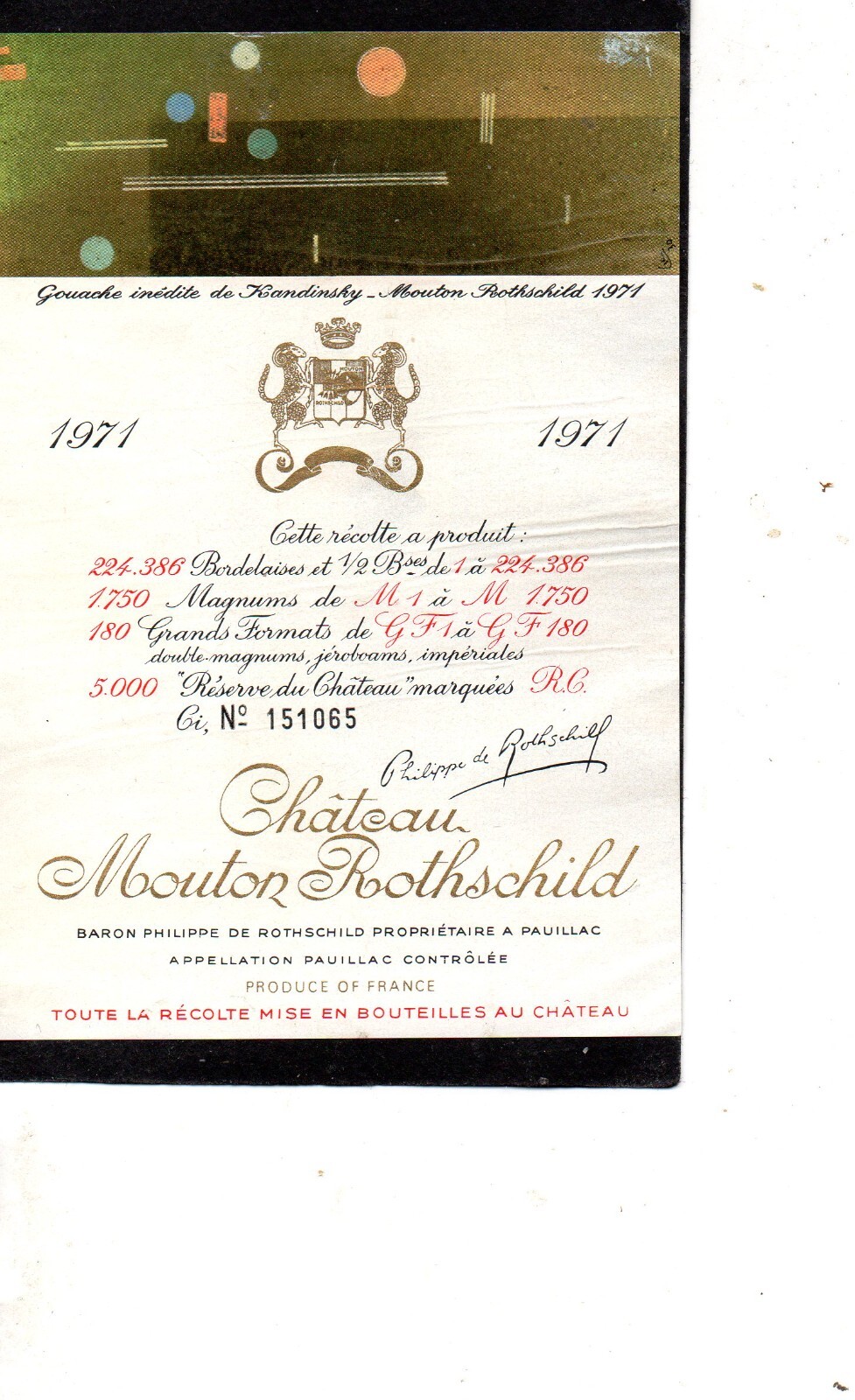 1 CHÂTEAU MOUTON ROTHSCHILD PAUILLAC 1977 75cl
