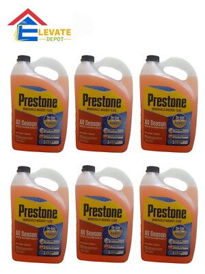 Lot of 6 Prestone AS658 Deluxe 2-in-1 Windshield Washer Fluid, 1 Gallon