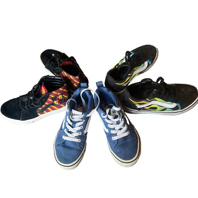 Kids Vans Shoes Bundle Harry Potter Flames Blue Checks Child Sz 12 13 & 1