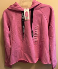 Calvin Klein Women  s Pink Cropped Pullover Hoodie Sweatshirt Size Small