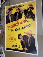 Vintage 1949 The Cisco Kid in The GAY AMIGO Movie Poster Reprint 12x18”