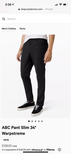 Lululemon ABC Pant warpstreme Slim Size 