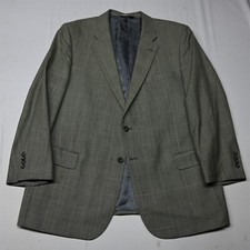 Jos A Bank 46R Portly Gray Check Signature Silk Wool Blazer Suit Jacket Coat