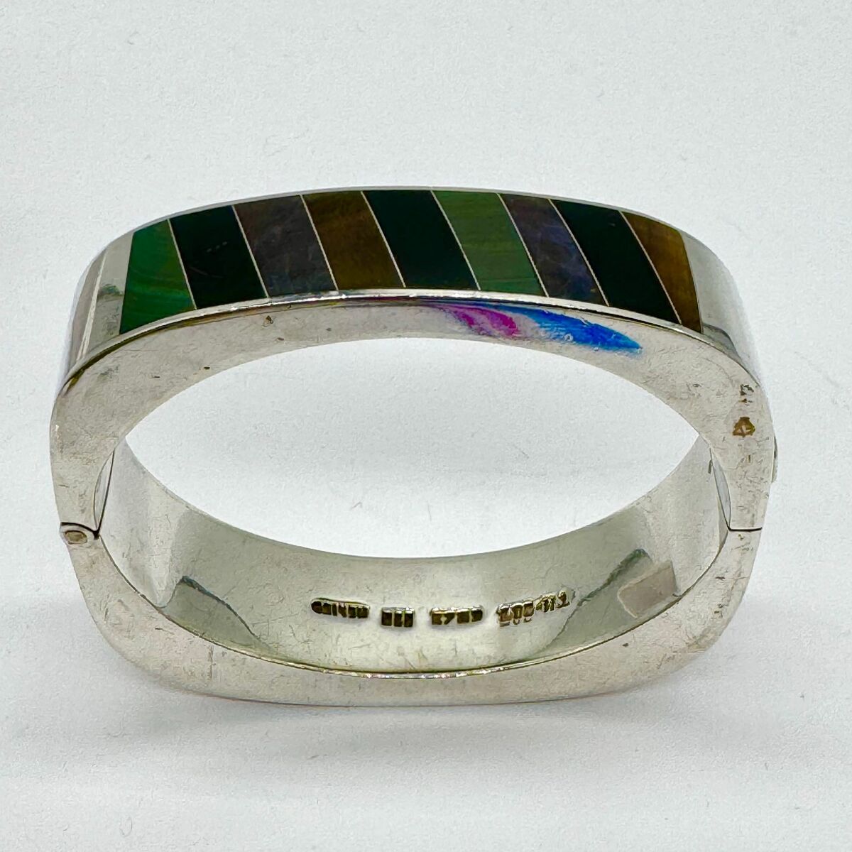 Vtg 950 Sterling Silver Heavy 81g Taxco Mexico Inlay Vtg 950 Sterling Silver Heavy 81g Taxco Mexico Inlay