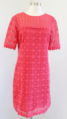 Boden Poppy Lace Dress Floral Medallion Coral Pink Size UK 8R US 4R 4  Spring | eBay