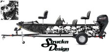 Boat Wrap US Realistic Graphic Grass Blades Camo Vinyl Decal Fishing Skulls Bass