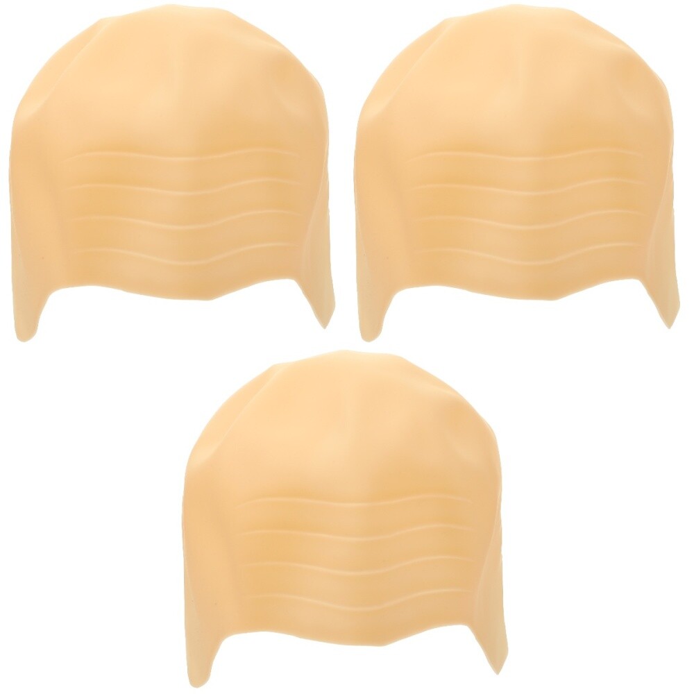 3 Pieces Cosplay Costume Accessory Adults Bald Cap Wig Heads Props