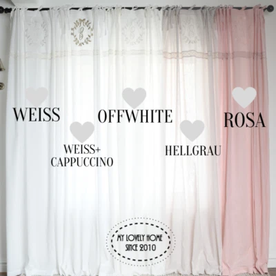 ELVIRA ALLE FARBEN Vorhang 145x250 Gardine Shabby Landhaus Vintage French Boho - Bild 1 von 4