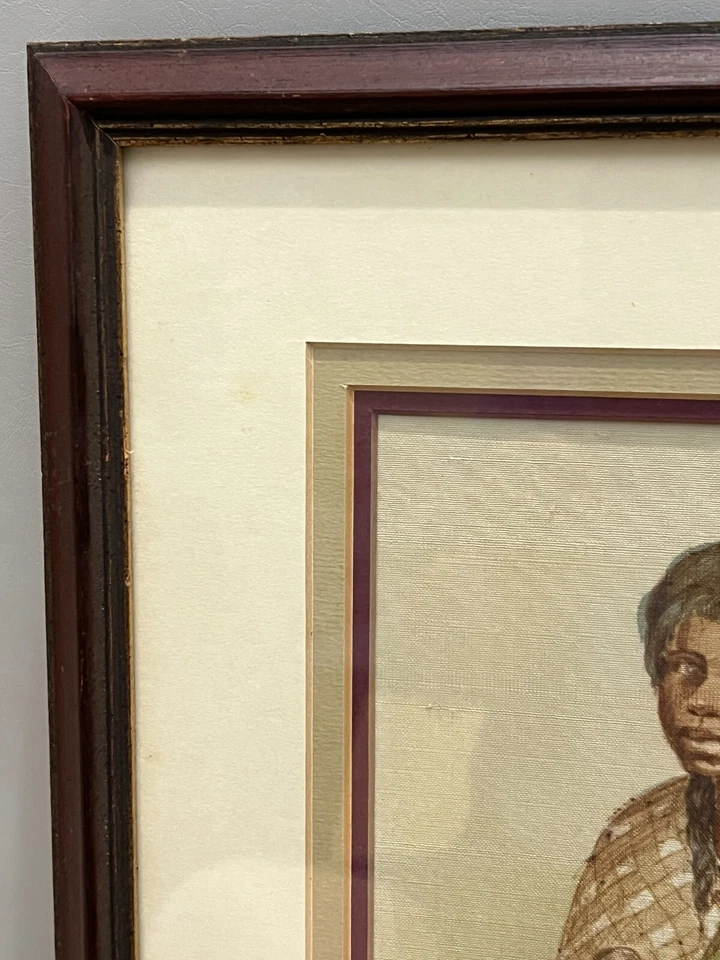 Dibujo a tinta sepia original Jorge Imana Garrón, María y su muñeca, firmado, enmarcado Foto 3 de 4