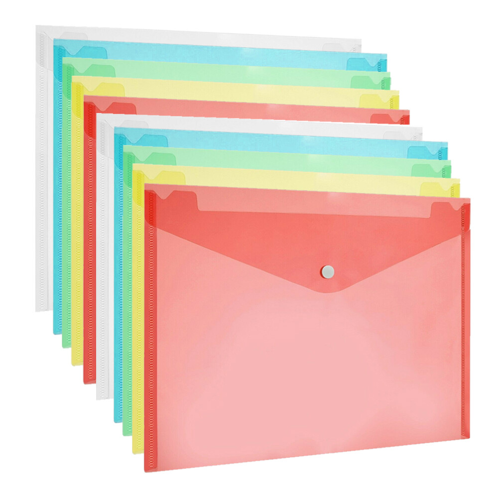 10 x A4 Plastic Wallets Stud Document Wallet Files Folders Filing School Office eBay