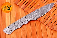 CUSTOM MADE HAND FORGED DAMASCUS STEEL BLADE BLANK HUNTING KNIFE 1406