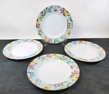 Vintage Set of 4 Spode Exotic Garden Dinner Plates 10 3/4" Floral