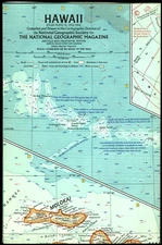 ⫸ 1960-7 July Vintage Map of HAWAII HI National Geographic Society - A3