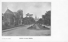 Early Omaha Nebraska NE Capitol Avenue Buildings Street Scene Postcard