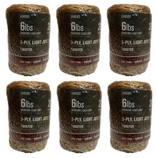 6 Pack of 200 Feet Natural Twisted Jute Twine Cord Craft Artisan String Garden
