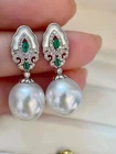 charming  south sea  10-11mm white pearl dangle earring 925s(t)