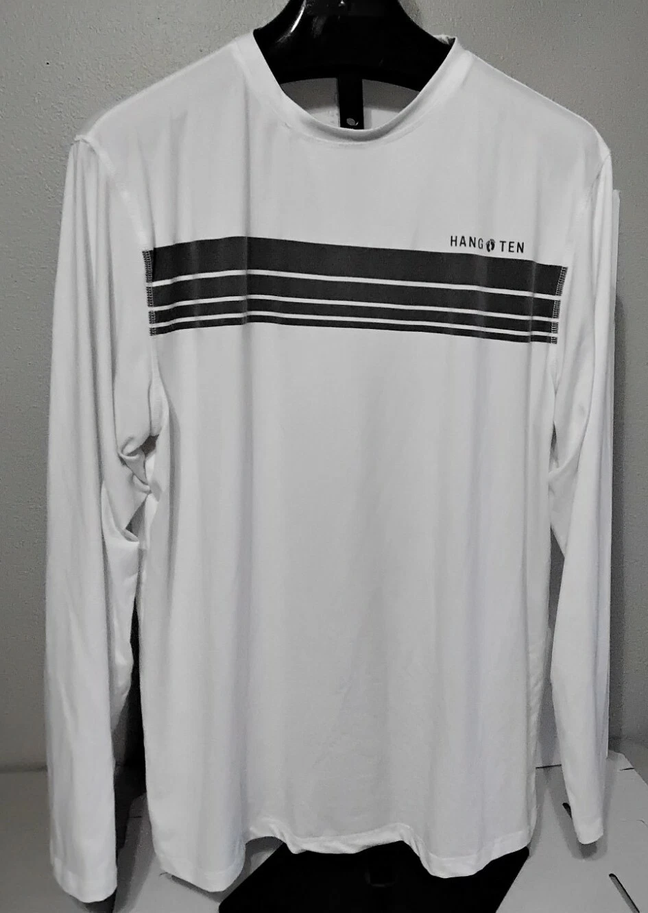 Soft HANG TEN Size XL Sun Tee Shirt Long Sleeve White Gray UV Protection UPF 50