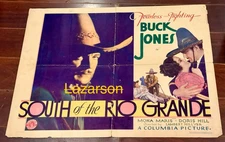 BUCK JONES SOUTH OF THE RIO GRANDE HALF SHEET POSTER 1932