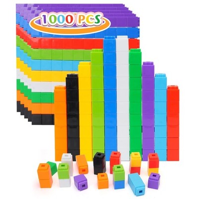 1000 Pcs Math Linking Cubes for Classroom, Kids Counting Blocks for Math STEM...