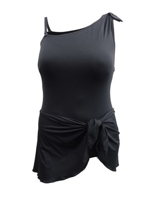Contours by Coco Reef Women's Sarong One-piece Swimsuit (12/36D, Black)