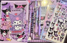 Kuromi Sanrio Lot#19 Pens, Sticky Notes, Notebook, Pencils, Mini Book, Stickers