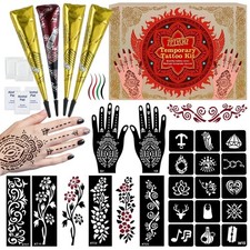 Temporary Tattoo Stencils Kit - 4 Pcs Cones 3 Colors Ink Large, C-4Pcs