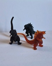 Vintage Lot of 3 Godzilla Toho 90s Japanese Gashapon Builder Miniature Figures