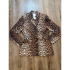 Extro Vert Leopard Print Blazer Size US 6 Brown Animal Print Tailored Jacket