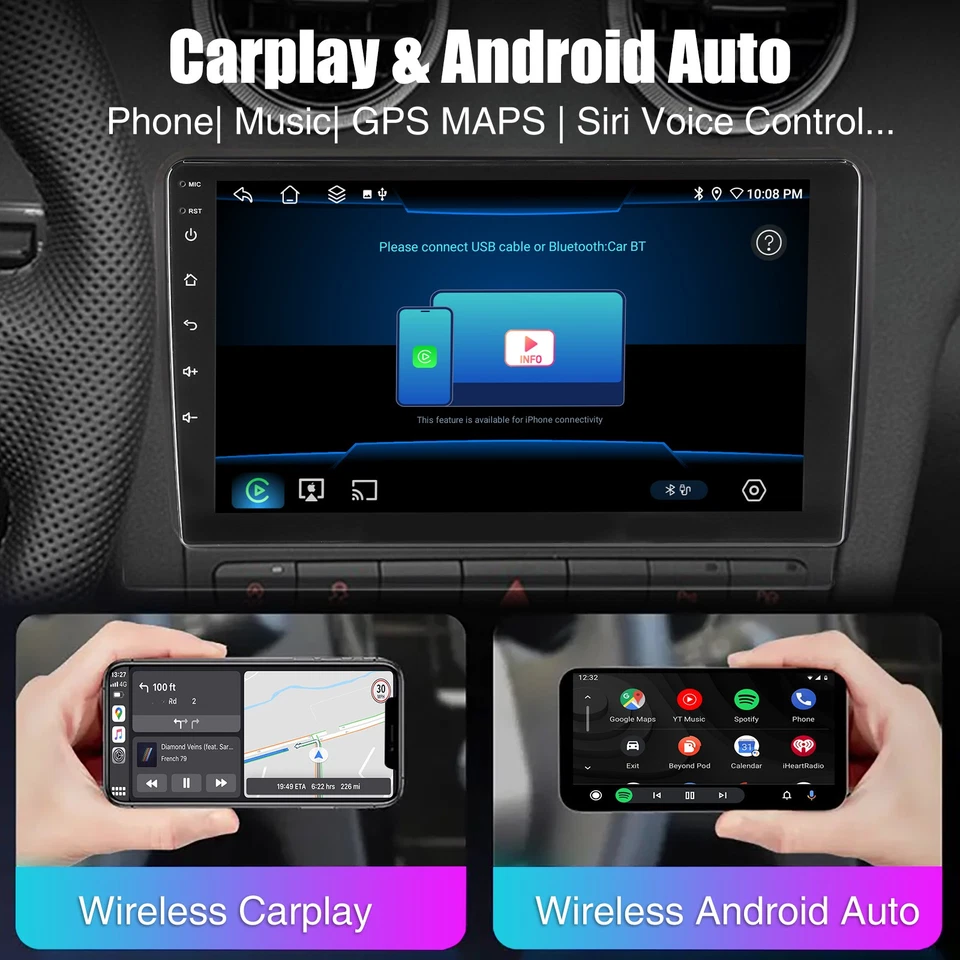 10" Android 15 Carplay 6+128G Car Stereo QLED Radio Touch Screen GPS Navi BT+AHD - Image 4 of 4