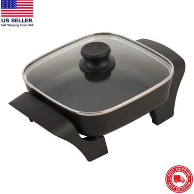 New Hot Sale 8-Inch Nonstick Electric Skillet with Glass Lid - Free Shipping