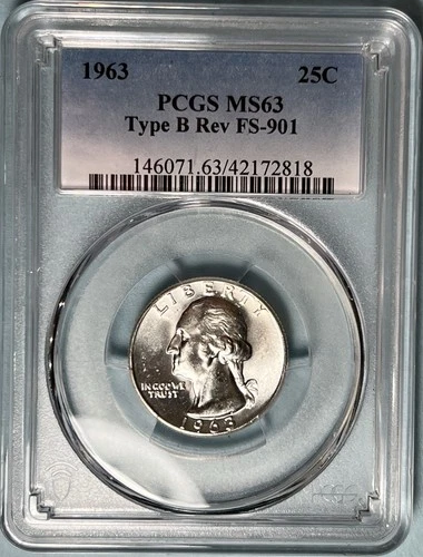 1963 Washington Quarter Type B Reverse FS-901 PCGS MS63