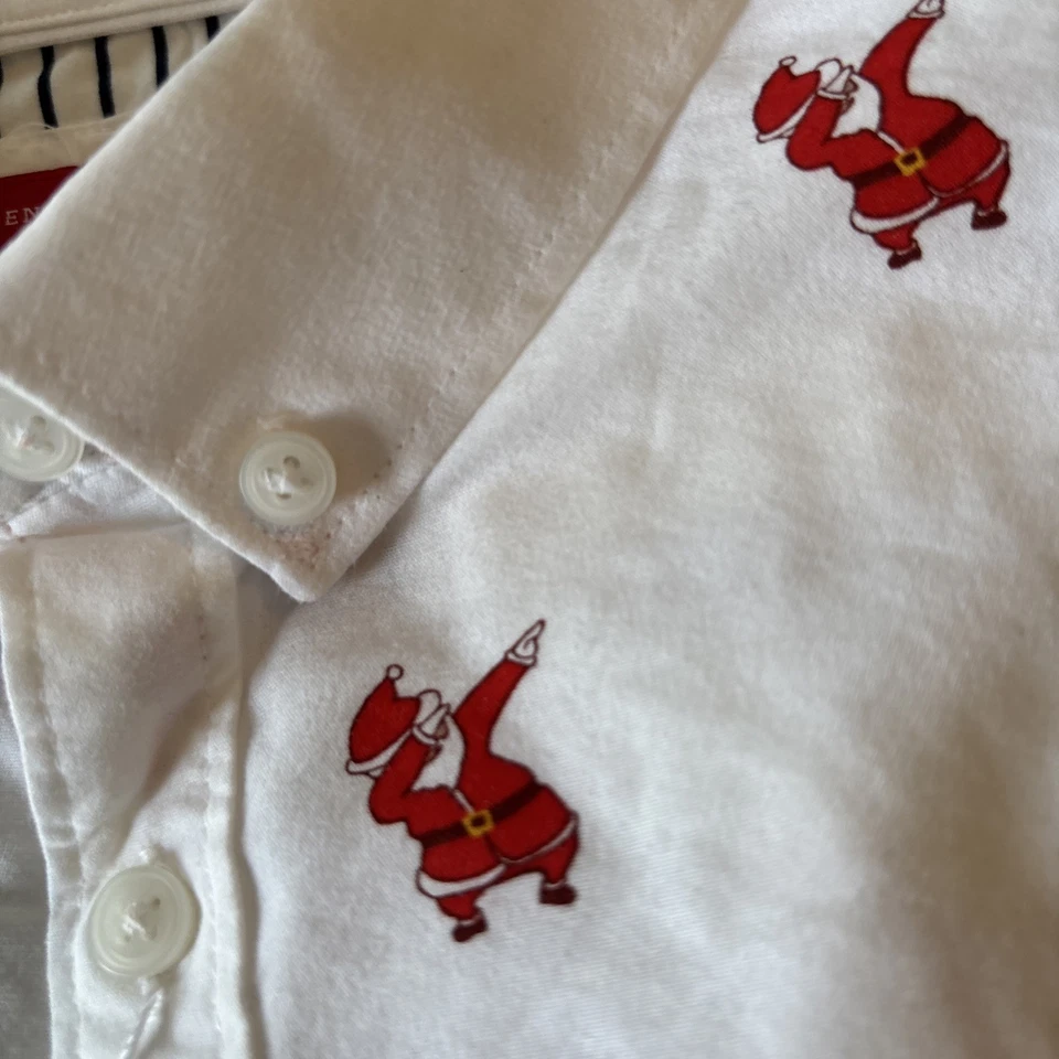 NWT Denim & Flower Boys Holiday Shirt 11/12 Button Up Roll Long Sleeve Santa Dab - Image 3 of 4