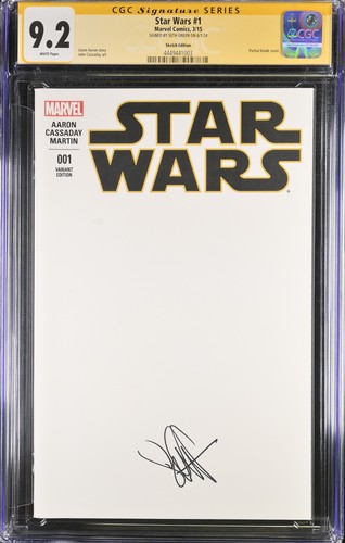 Star Wars #1 CGC SS 9.4 Blank Variant Signed by Seth Green
