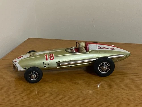 VINTAGE TIN GOLDEN-JET RACER CAR #18 BANDAI MADE IN JAPAN OA-15