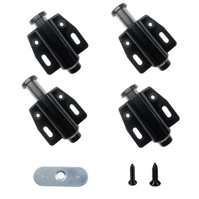 4-Pack Black Magnetic Touch Latch, Push to Open Cabinet Door Latches, Magneti...