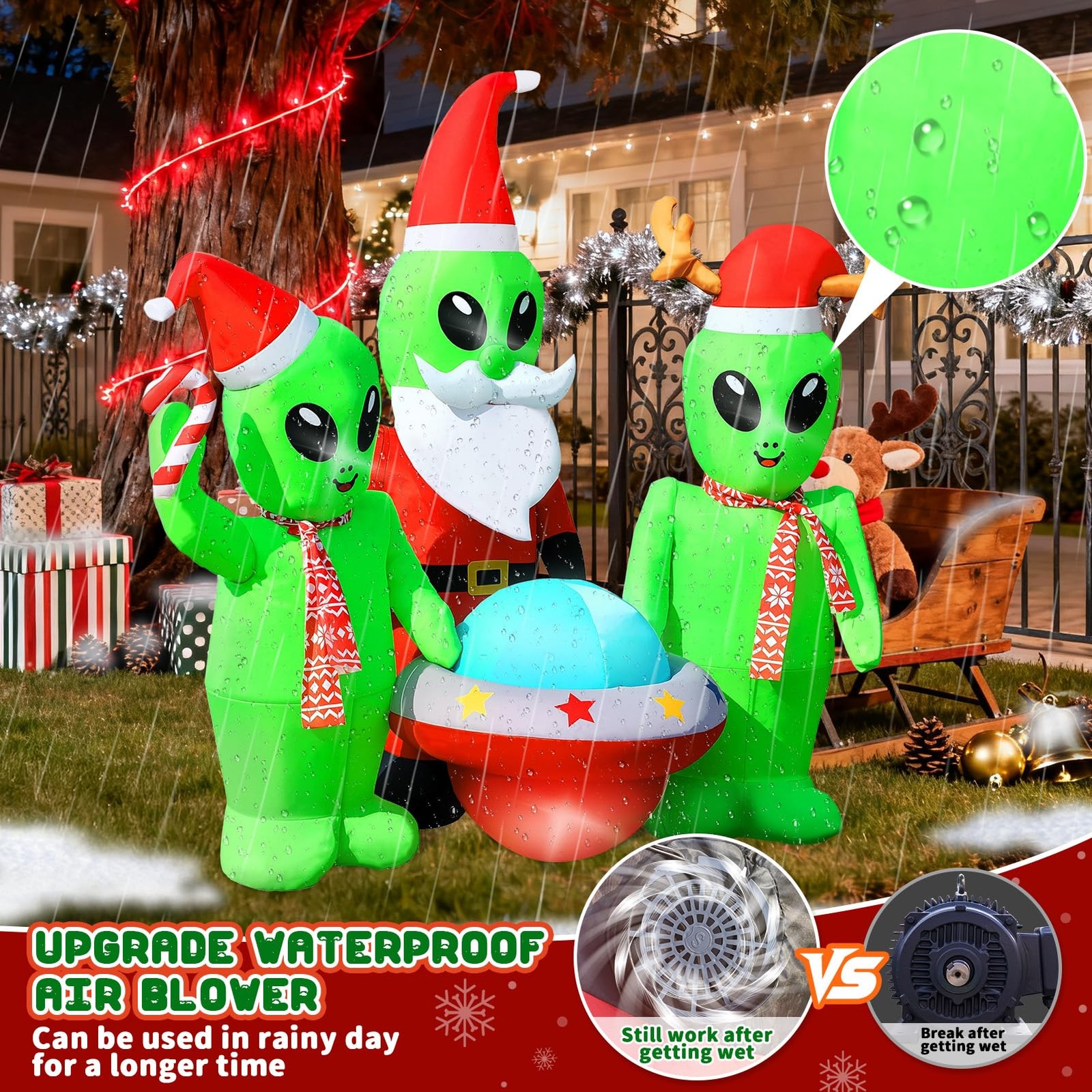 Christmas Inflatables Alien Outdoor Decorations, 5 FT Christmas Blow Up Alien...