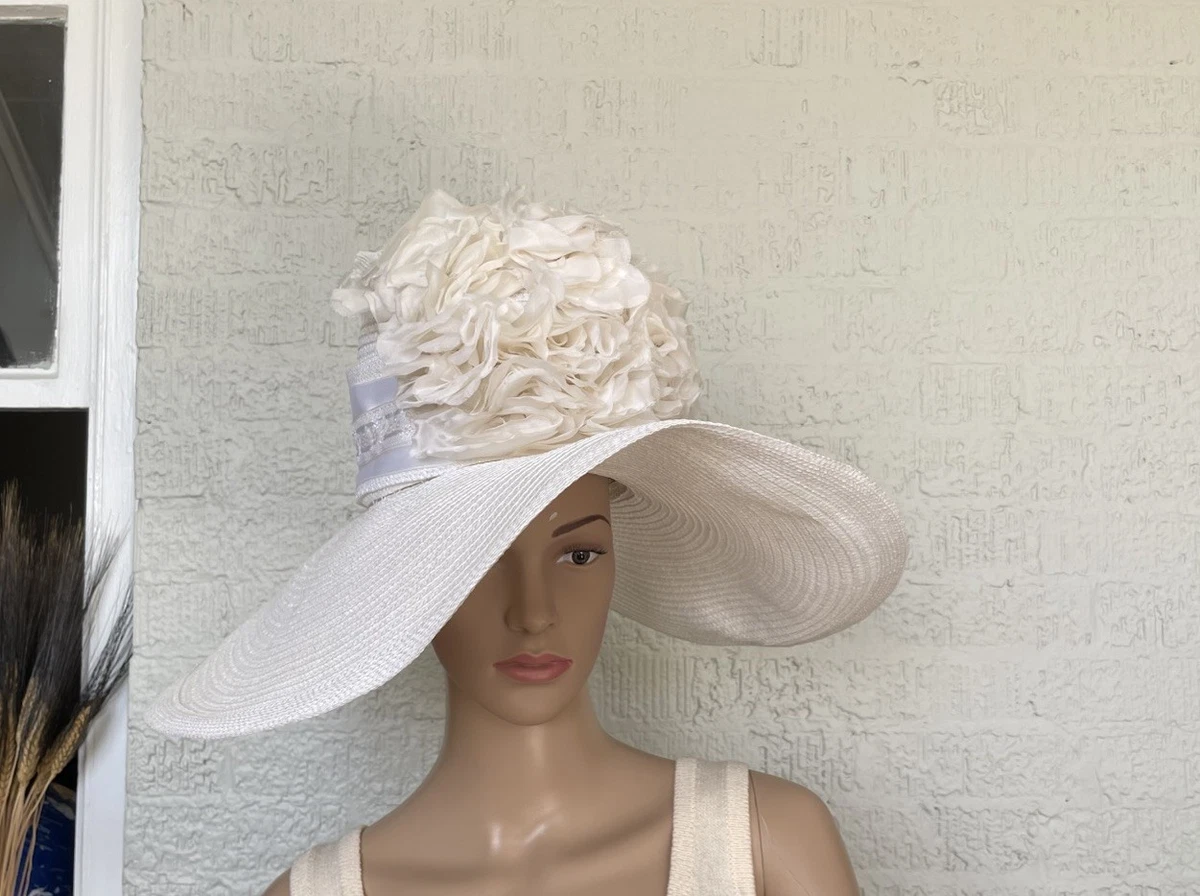 Wide Brim White Vintage Hats for Women for sale | eBay