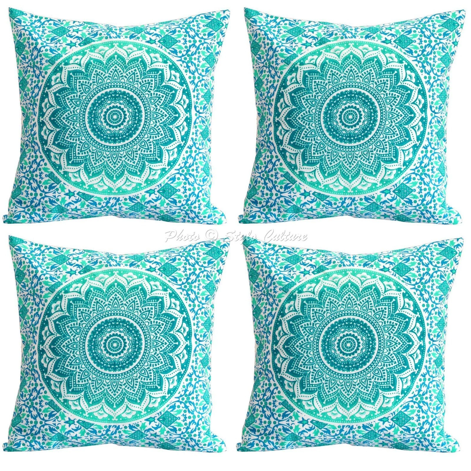 Ethnic Cotton Throw Pillow Covers Printed Mandala Ombre Home Decor Cushion Cover