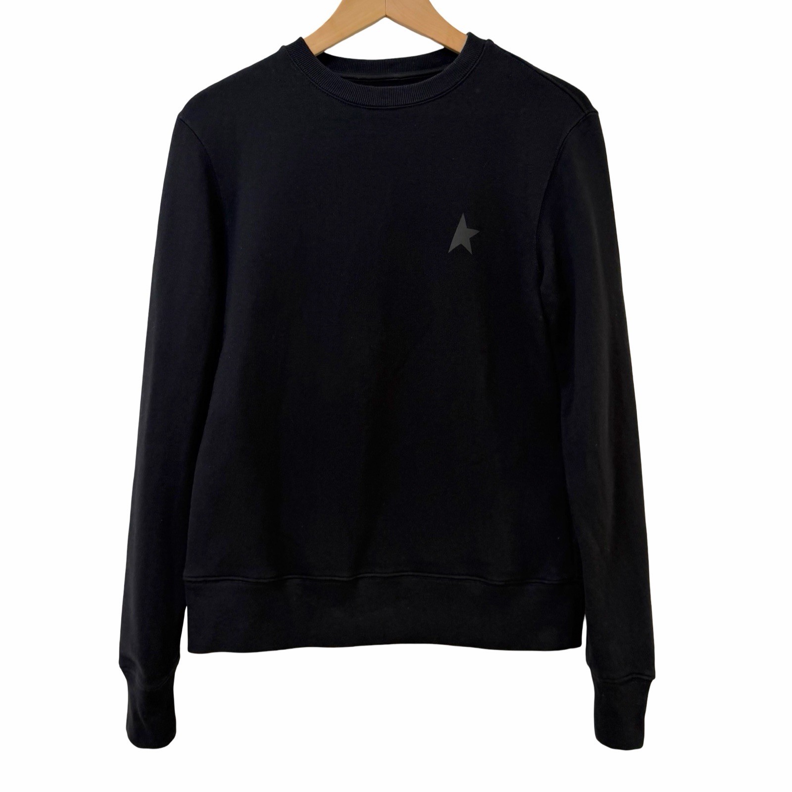 GOLDEN GOOSE Womens Athena Star Pullover Sweatshirt Size XS Black Cozy Lounge