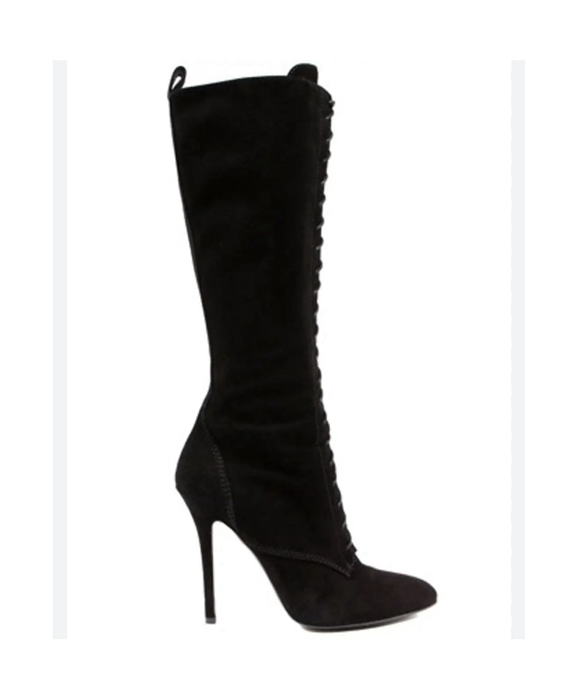 RARE Suede Lace Up Balmain Black x Giuseppe Zanotti Calf High Boot Heels Size 37