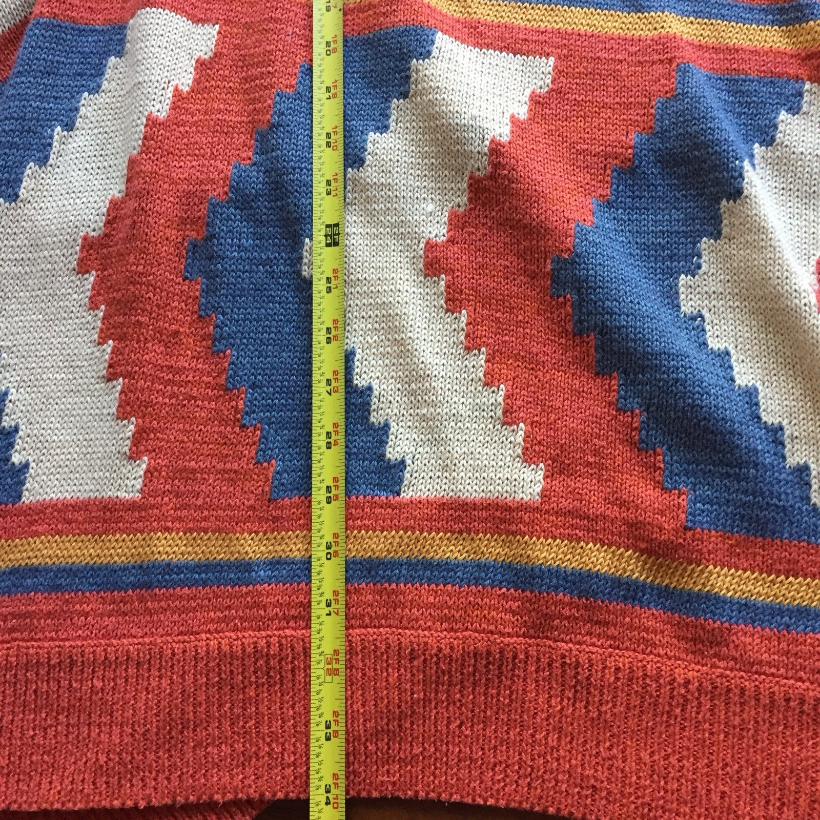Lauren Ralph Lauren Linen Blend Open Cardigan Aztec Southwest Wrap Shawl S/M