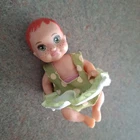 Vintage BARBIE Baby KRISSY DOLL  RED HAIR & FRECKLES Green Romper Pink Diaper