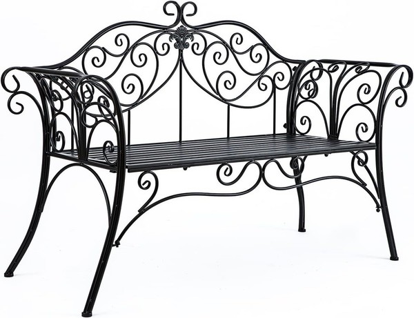 Sitzbank Gartenbank Holzbank GartenmöBel Parkbank Wetterfest Metall Design Neu-image