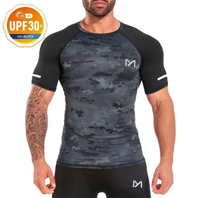 Men's UPF30+ UV Block Short Sleeve T-Shirt Beachwear for Sandy Beach Surfer